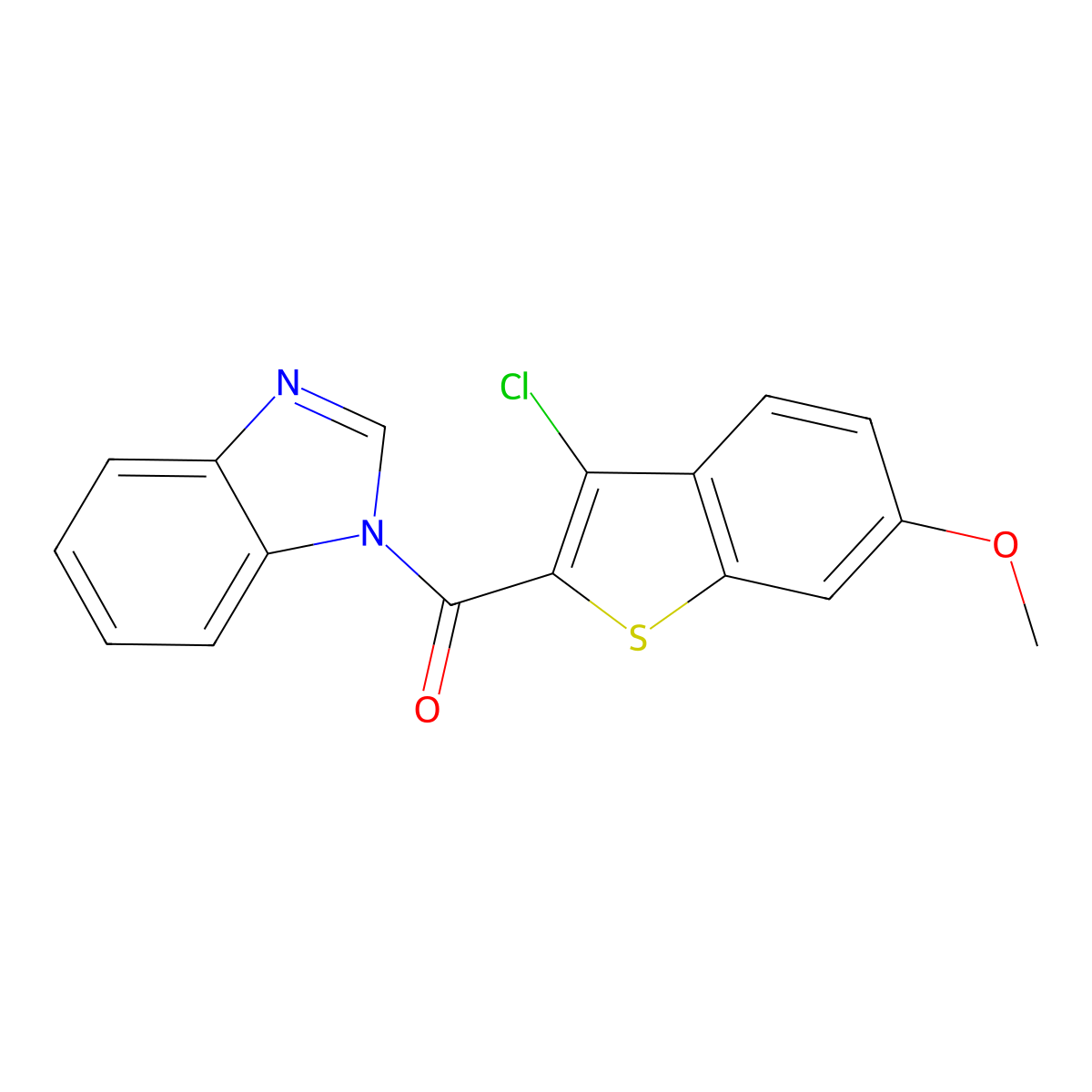 1H-benzimidazol-1-yl(3-chloro-6-methoxy-1-benzothiophen-2-yl)methanone molecular structure, CAS 326907-45-3