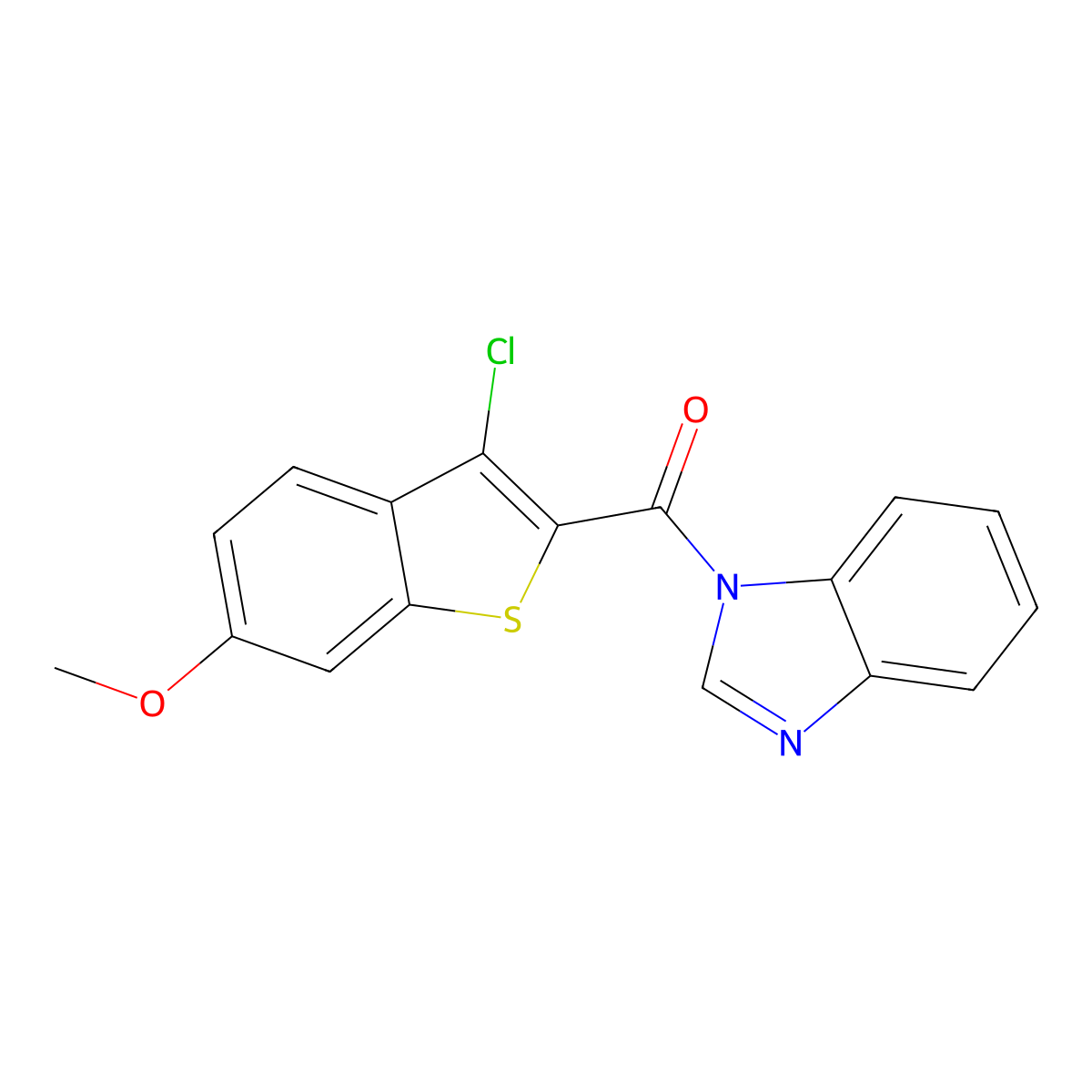 1H-benzimidazol-1-yl(3-chloro-6-methoxy-1-benzothiophen-2-yl)methanone molecular structure, CAS 326907-45-3