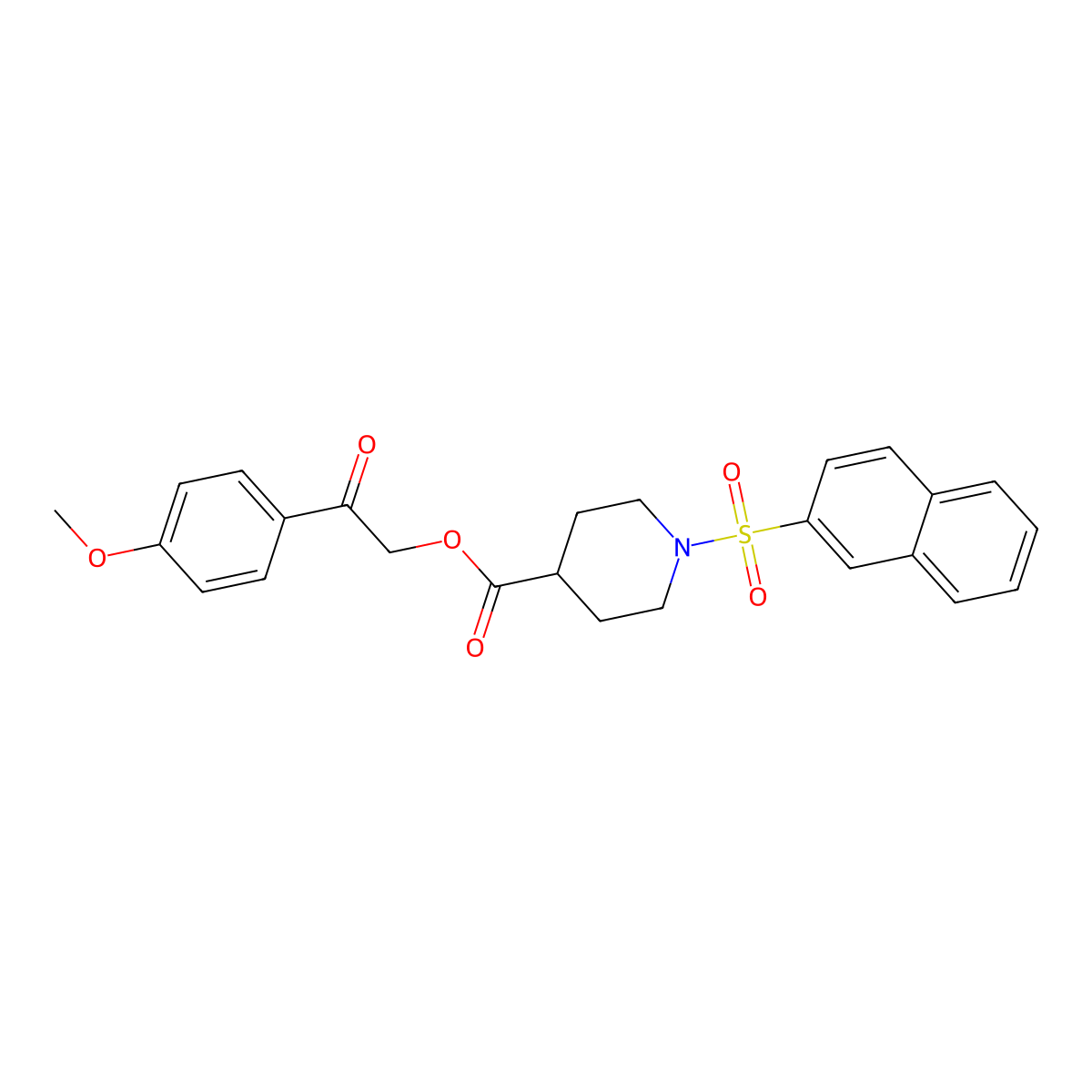 2-(4-Methoxyphenyl)-2-oxoethyl 1-(naphthalen-2-ylsulfonyl)piperidine-4-carboxylate molecular structure, CAS 326907-49-7