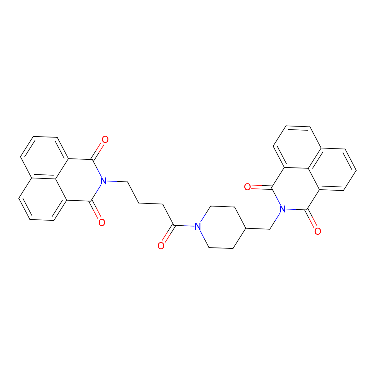 2-((1-(4-(1,3-dioxo-1H-benzo[de]isoquinolin-2(3H)-yl)butanoyl)piperidin-4-yl)methyl)-1H-benzo[de]isoquinoline-1,3(2H)-dione molecular structure, CAS 326907-51-1