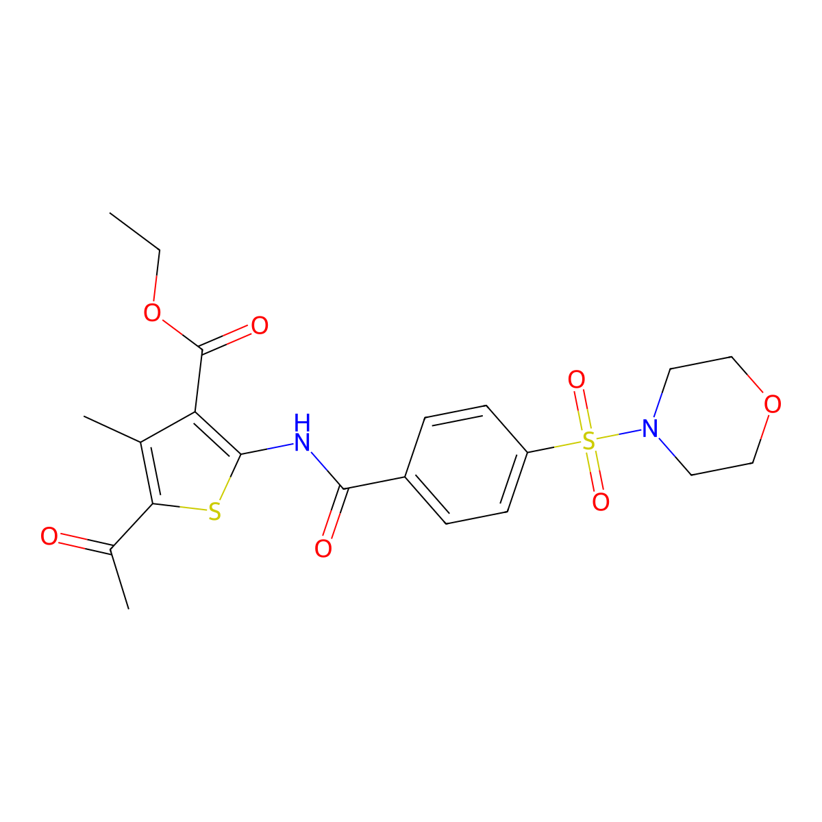 Ethyl 5-acetyl-4-methyl-2-(4-(morpholinosulfonyl)benzamido)thiophene-3-carboxylate molecular structure, CAS 326907-53-3
