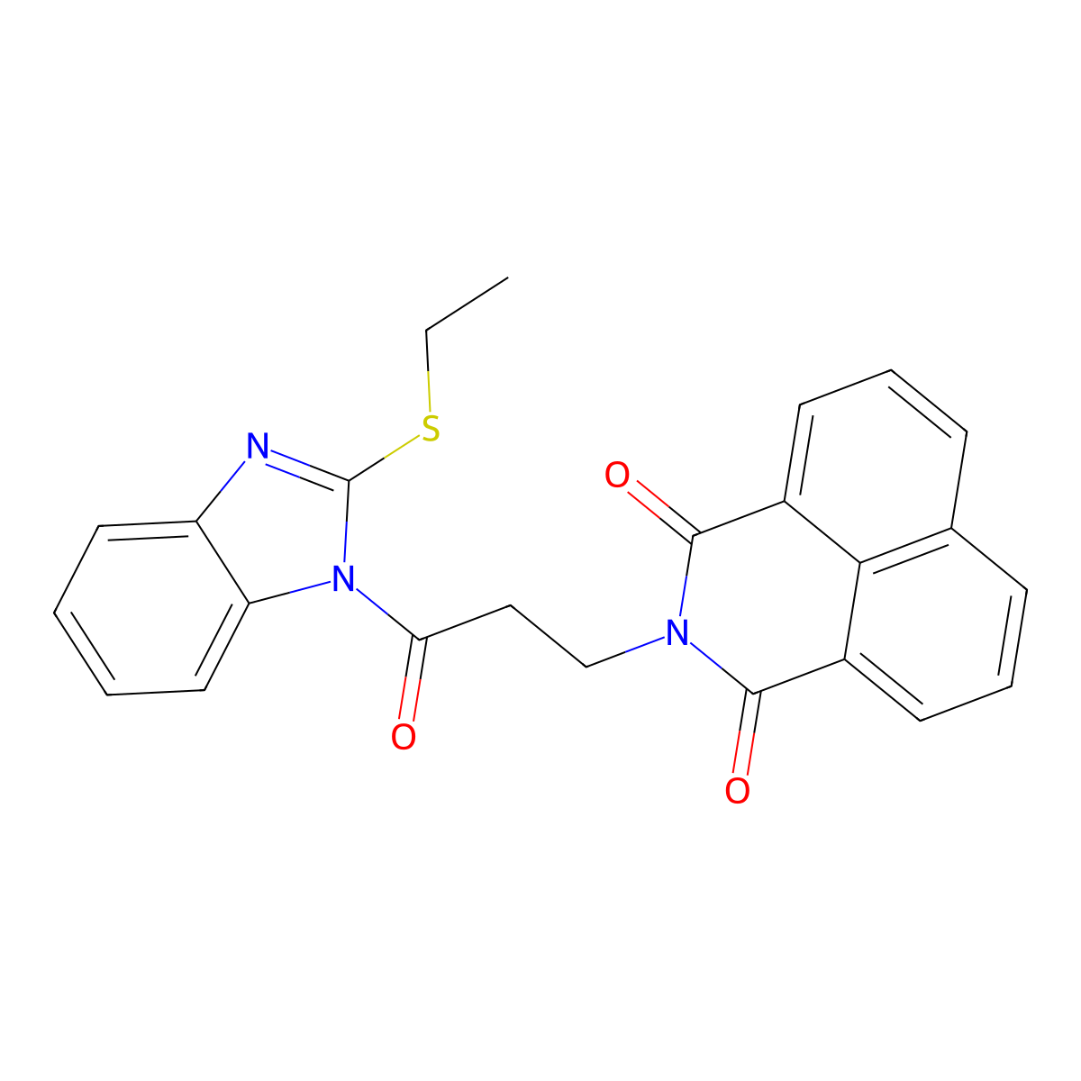 2-{3-[2-(ethylsulfanyl)-1H-benzimidazol-1-yl]-3-oxopropyl}-1H-benzo[de]isoquinoline-1,3(2H)-dione molecular structure, CAS 326907-54-4