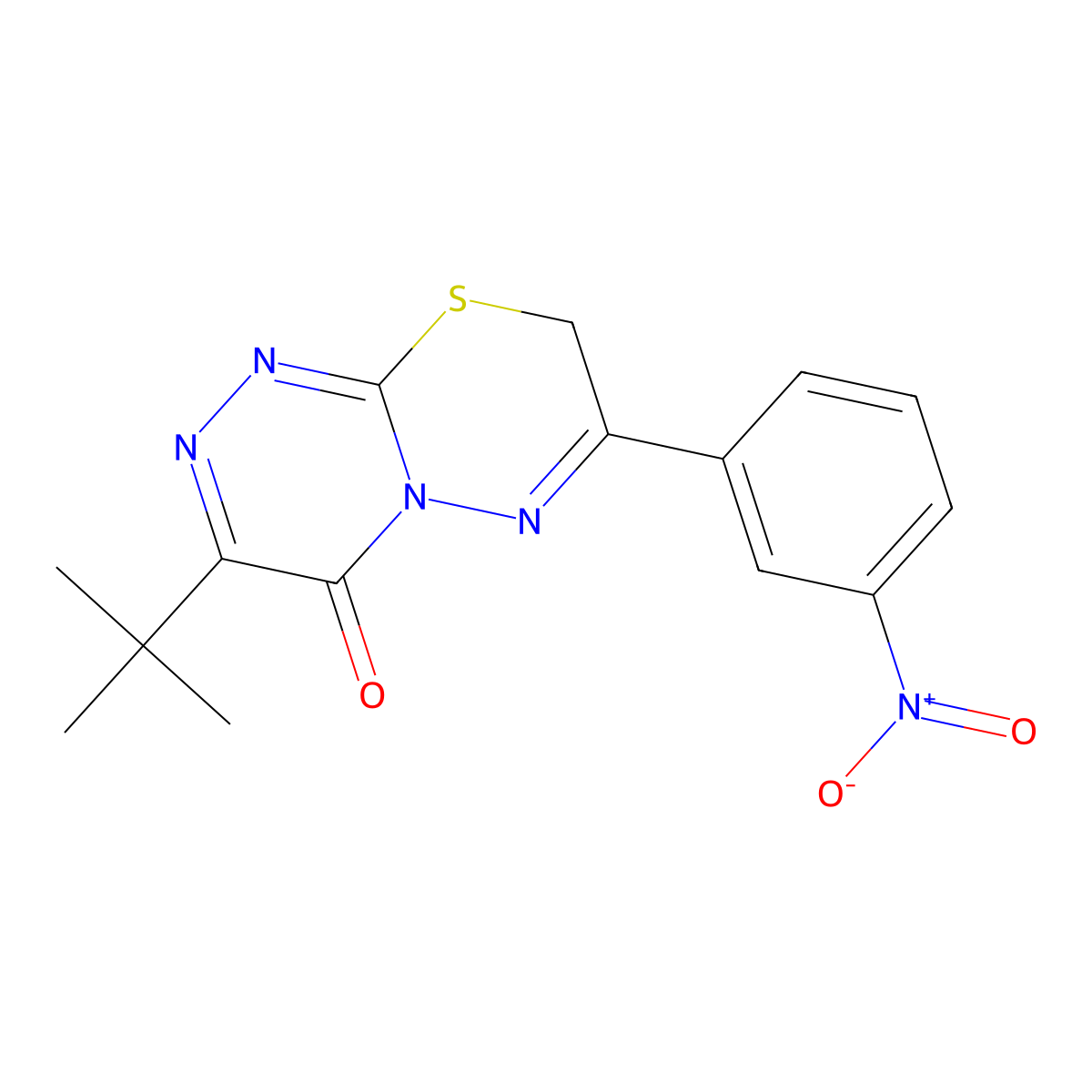 3-tert-butyl-7-(3-nitrophenyl)-8H-[1,2,4]triazino[3,4-b][1,3,4]thiadiazin-4-one molecular structure, CAS 326907-56-6