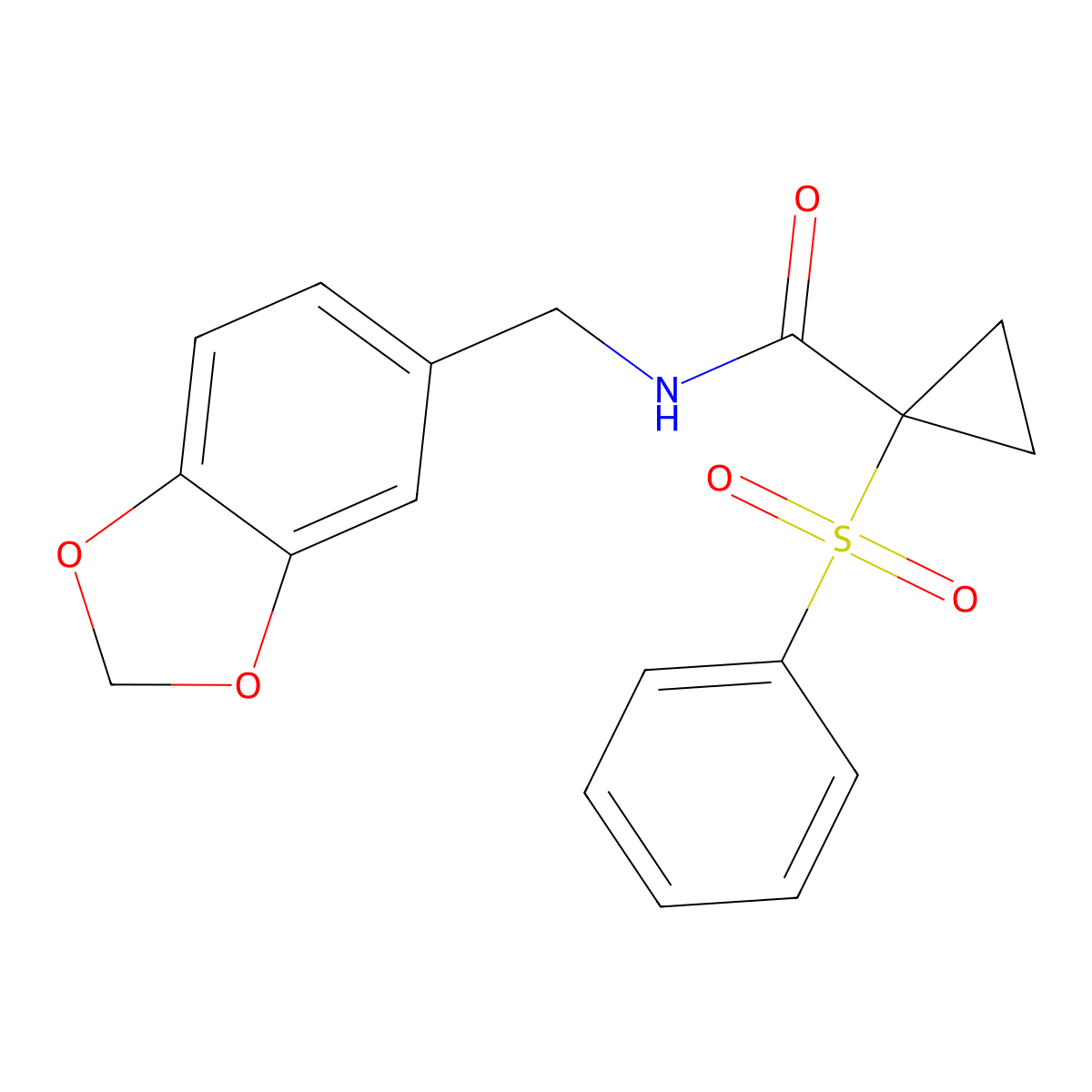 N-(1,3-benzodioxol-5-ylmethyl)-1-(phenylsulfonyl)cyclopropanecarboxamide molecular structure, CAS 326907-58-8