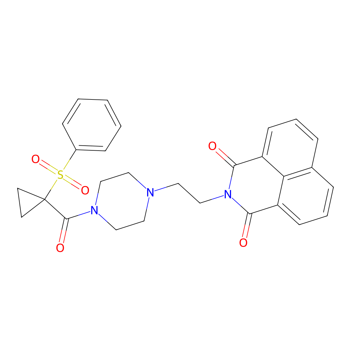 2-[2-[4-[1-(Benzenesulfonyl)cyclopropanecarbonyl]piperazin-1-yl]ethyl]benzo[de]isoquinoline-1,3-dione molecular structure, CAS 326907-62-4