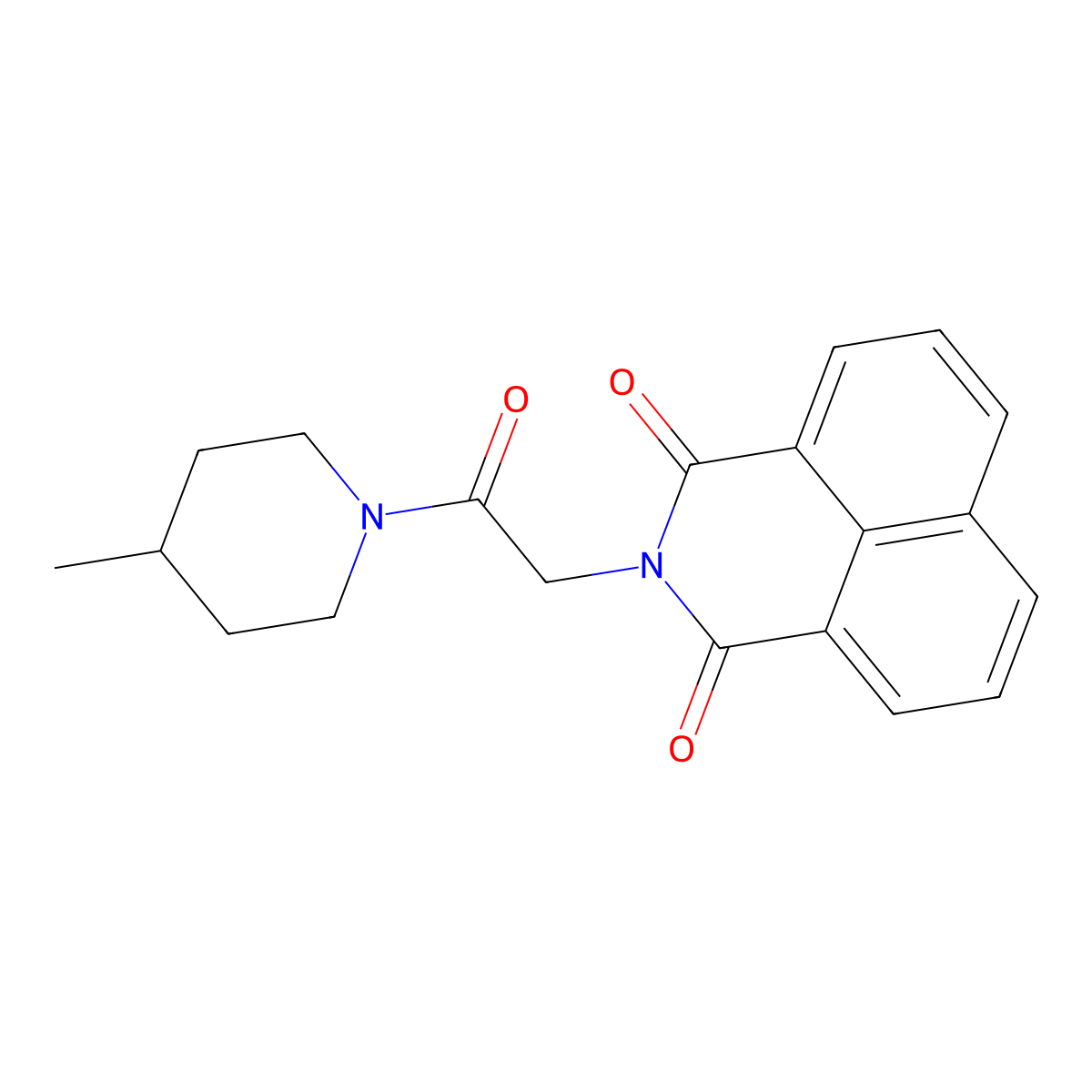 2-(2-(4-methylpiperidin-1-yl)-2-oxoethyl)-1H-benzo[de]isoquinoline-1,3(2H)-dione molecular structure, CAS 326907-64-6