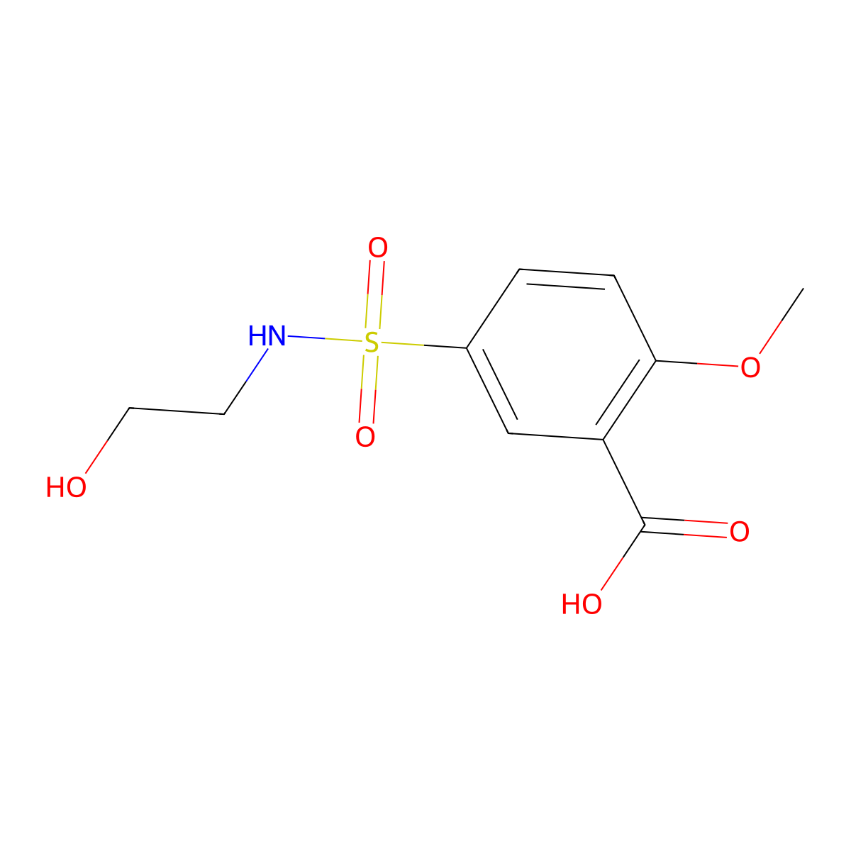 5-{[(2-Hydroxyethyl)amino]sulfonyl}-2-methoxybenzoic acid molecular structure, CAS 326907-68-0