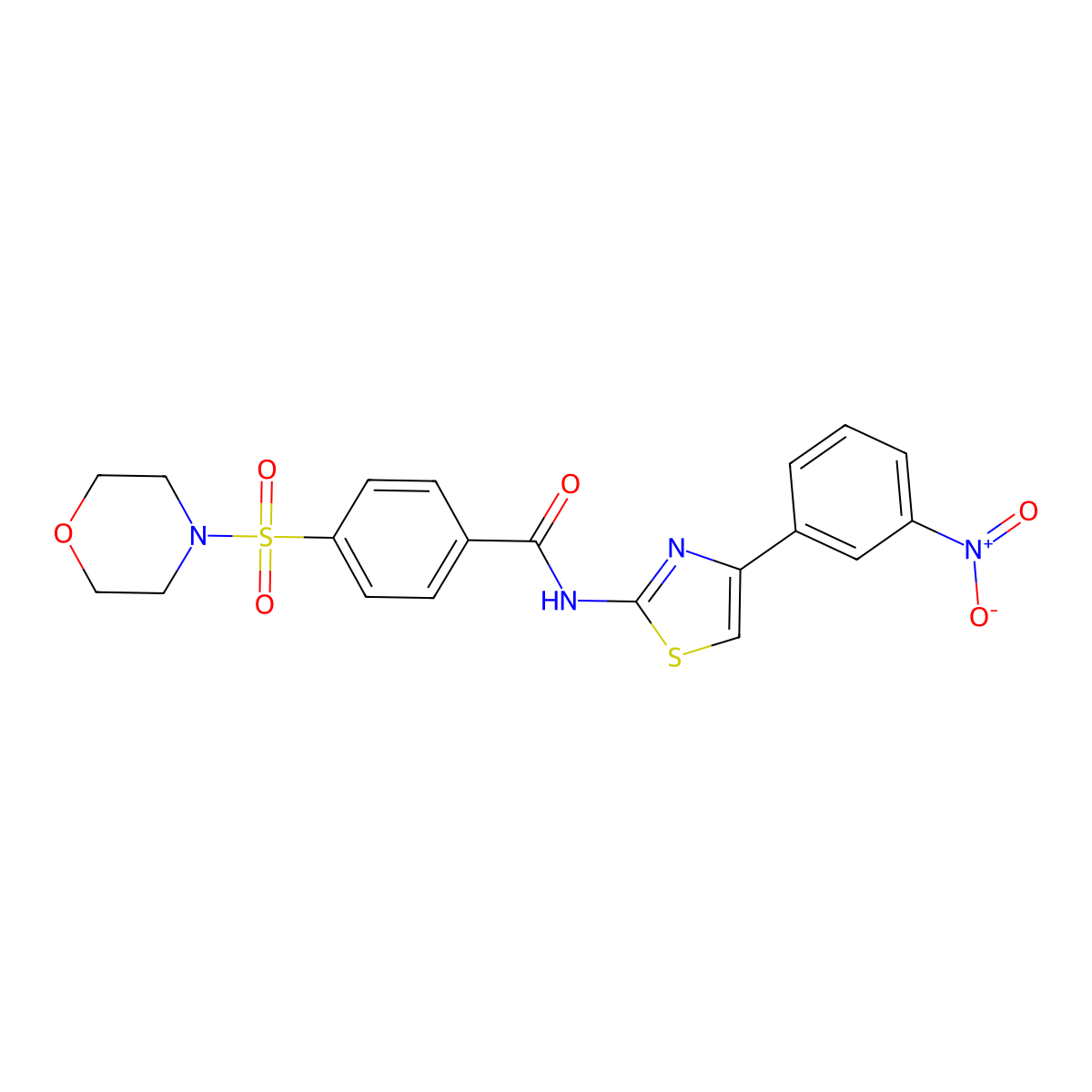 4-(morpholinosulfonyl)-N-(4-(3-nitrophenyl)thiazol-2-yl)benzamide molecular structure, CAS 326907-69-1