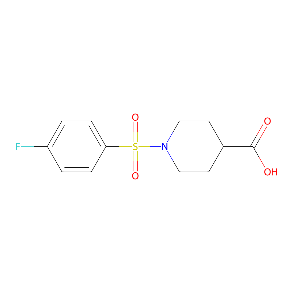 1-[(4-Fluorophenyl)sulfonyl]-4-piperidinecarboxylic acid molecular structure, CAS 326907-70-4