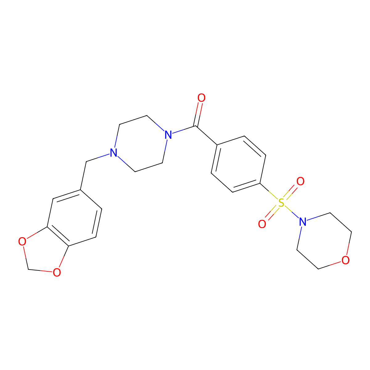 (4-(Benzo[d][1,3]dioxol-5-ylmethyl)piperazin-1-yl)(4-(morpholinosulfonyl)phenyl)methanone molecular structure, CAS 326907-74-8