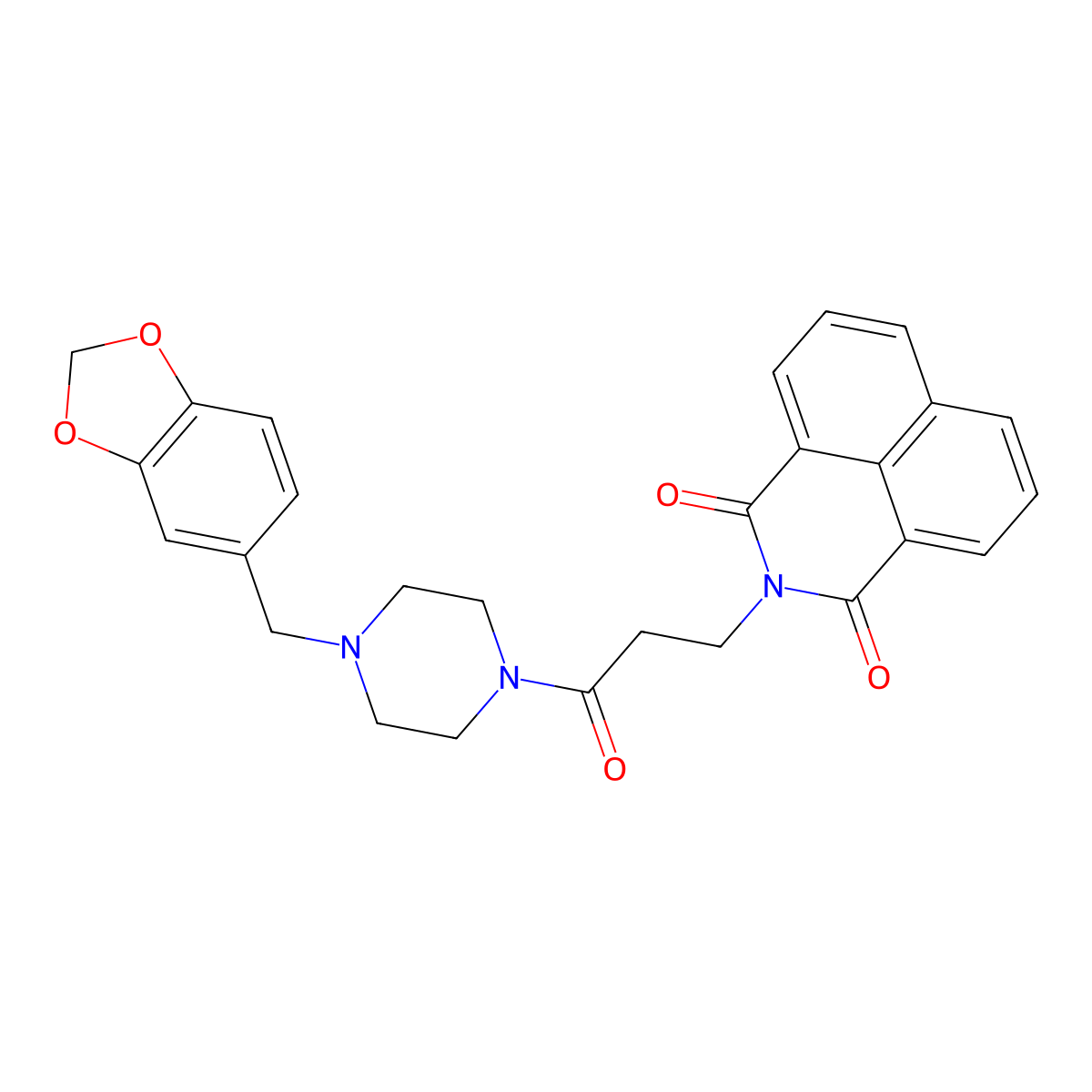 2-[3-(4-Benzo[1,3]dioxol-5-ylmethyl-piperazin-1-yl)-3-oxo-propyl]-benzo[de]isoquinoline-1,3-dione molecular structure, CAS 326907-77-1