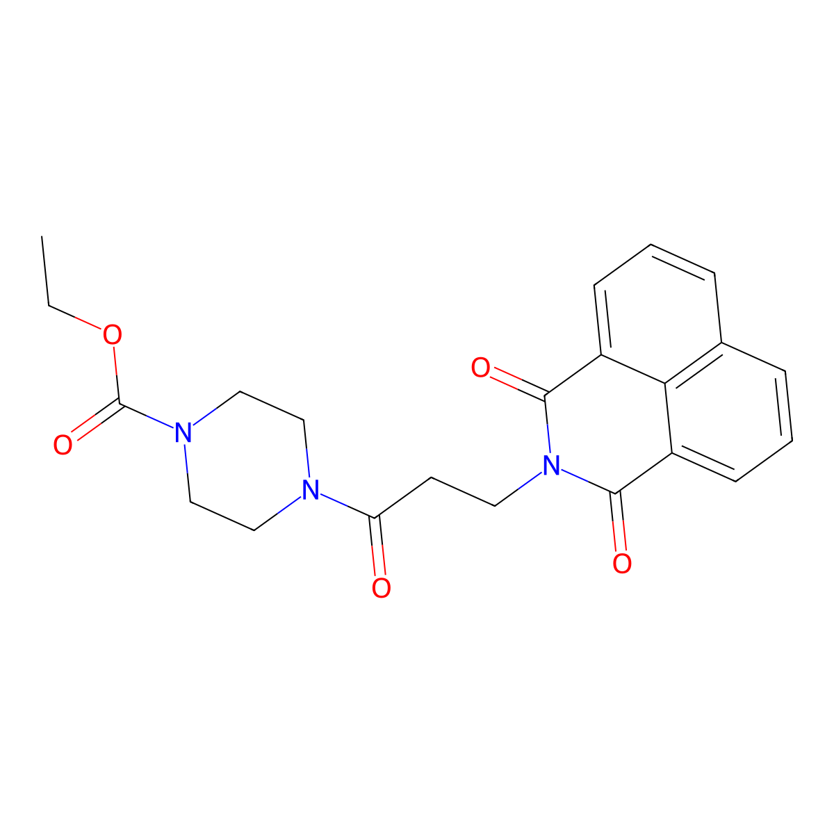 ethyl 4-(3-(1,3-dioxo-1H-benzo[de]isoquinolin-2(3H)-yl)propanoyl)piperazine-1-carboxylate molecular structure, CAS 326907-79-3