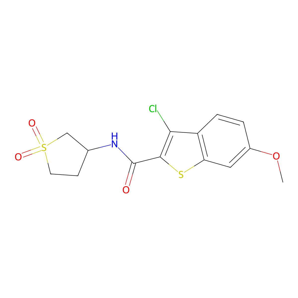 3-chloro-N-(1,1-dioxidotetrahydrothiophen-3-yl)-6-methoxy-1-benzothiophene-2-carboxamide molecular structure, CAS 326907-87-3