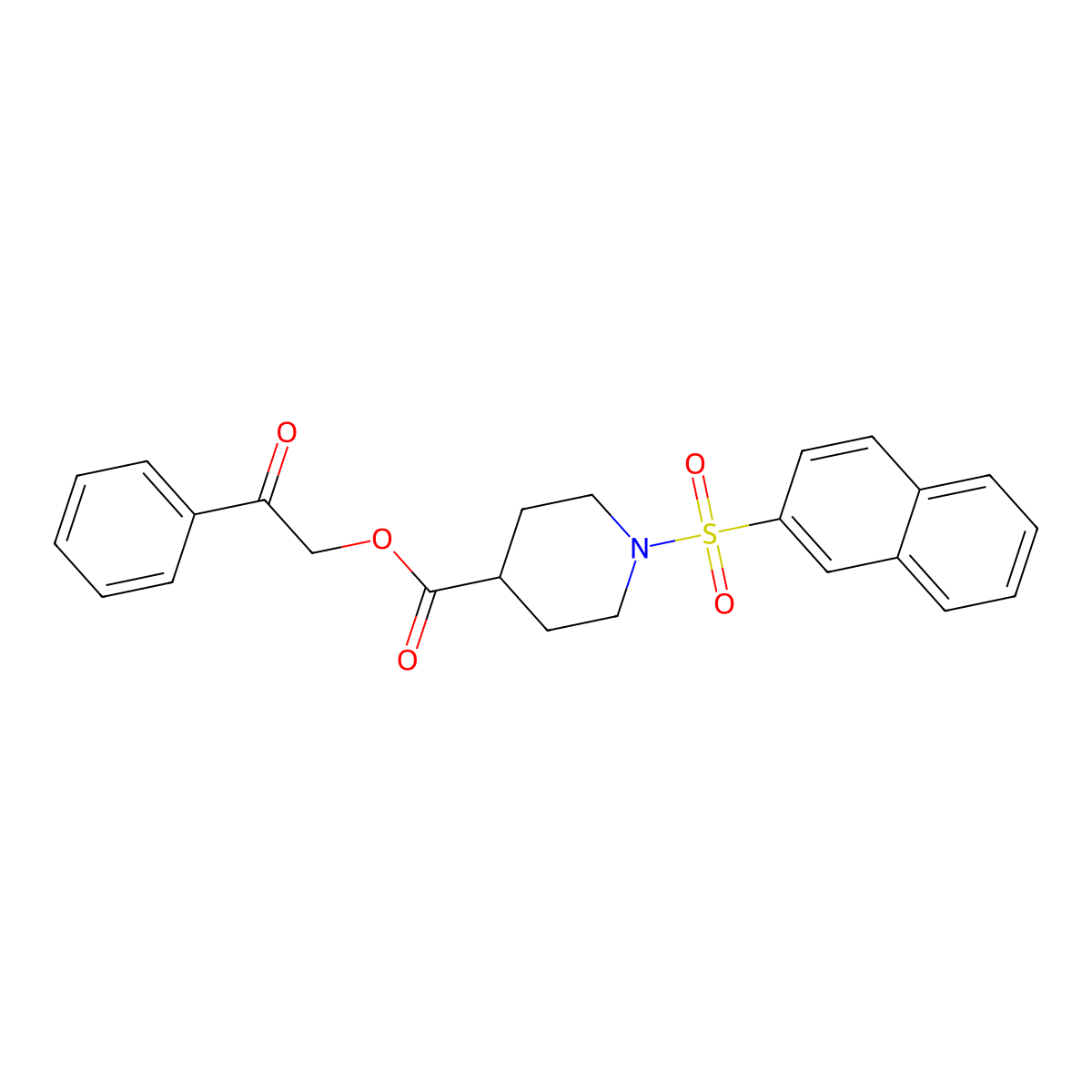 2-Oxo-2-phenylethyl 1-(naphthalen-2-ylsulfonyl)piperidine-4-carboxylate molecular structure, CAS 326907-88-4