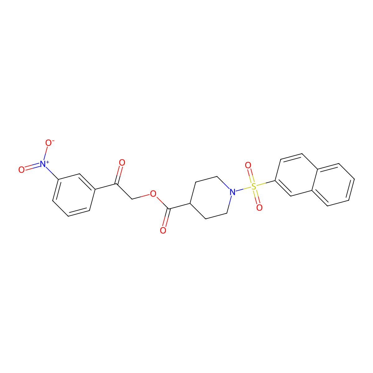 2-(3-Nitrophenyl)-2-oxoethyl 1-(naphthalen-2-ylsulfonyl)piperidine-4-carboxylate molecular structure, CAS 326907-90-8