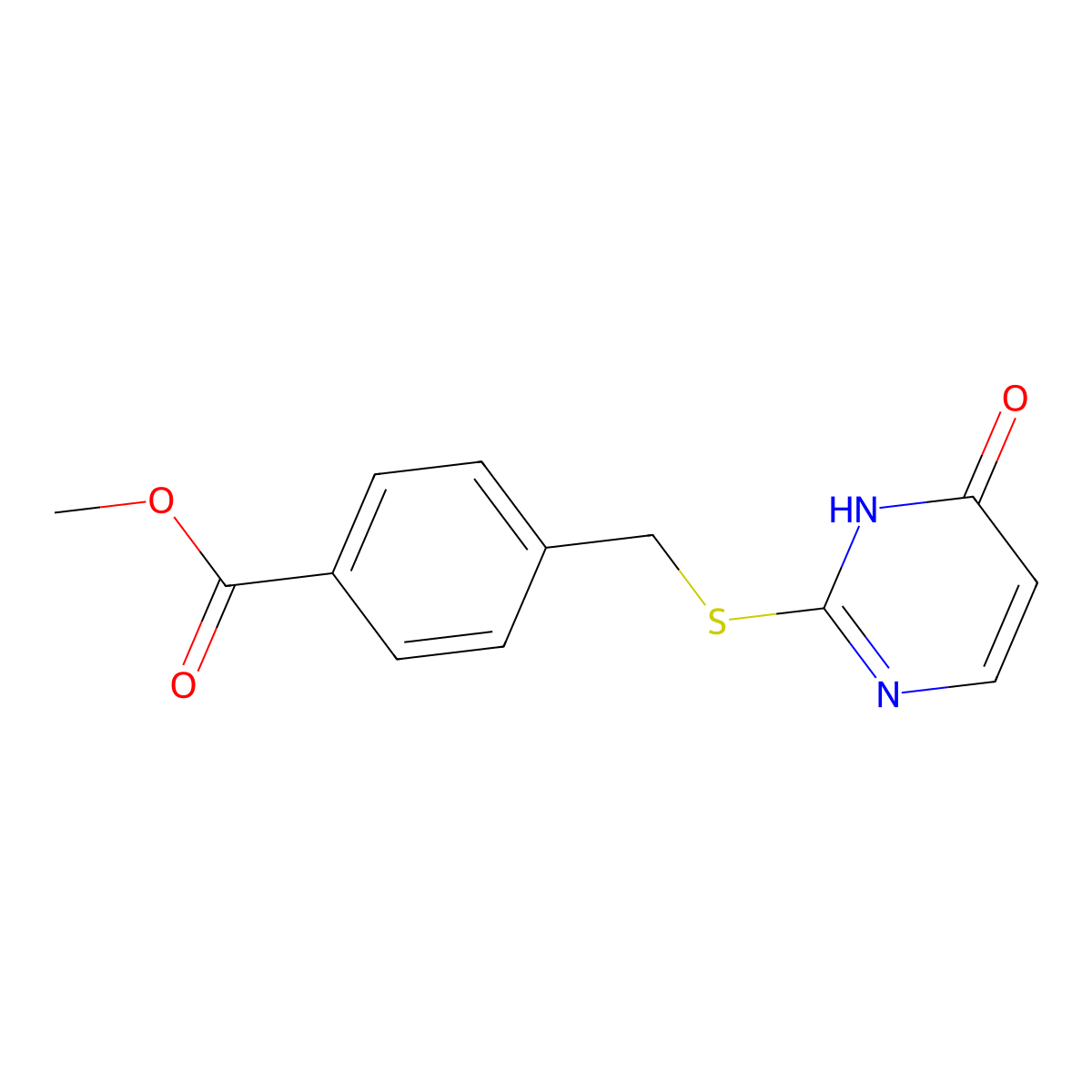 Methyl 4-{[(4-hydroxypyrimidin-2-yl)sulfanyl]methyl}benzoate molecular structure, CAS 326908-14-9