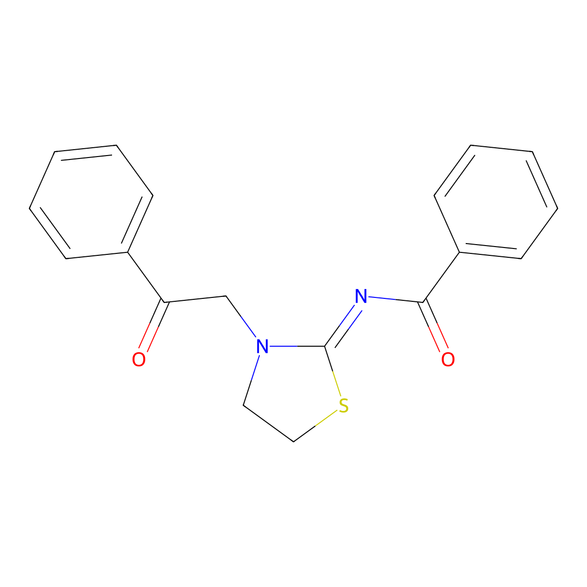 (Z)-N-(3-(2-oxo-2-phenylethyl)thiazolidin-2-ylidene)benzamide molecular structure, CAS 326908-19-4