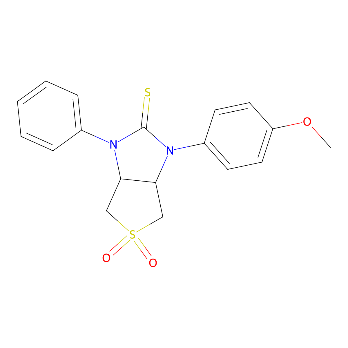 1-(4-methoxyphenyl)-3-phenyltetrahydro-1H-thieno[3,4-d]imidazole-2(3H)-thione 5,5-dioxide molecular structure, CAS 326908-95-6