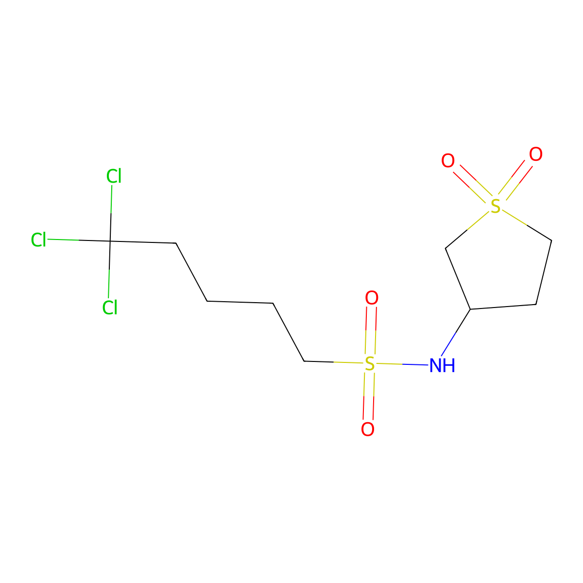 5,5,5-trichloro-N-(1,1-dioxidotetrahydrothiophen-3-yl)pentane-1-sulfonamide molecular structure, CAS 326908-96-7