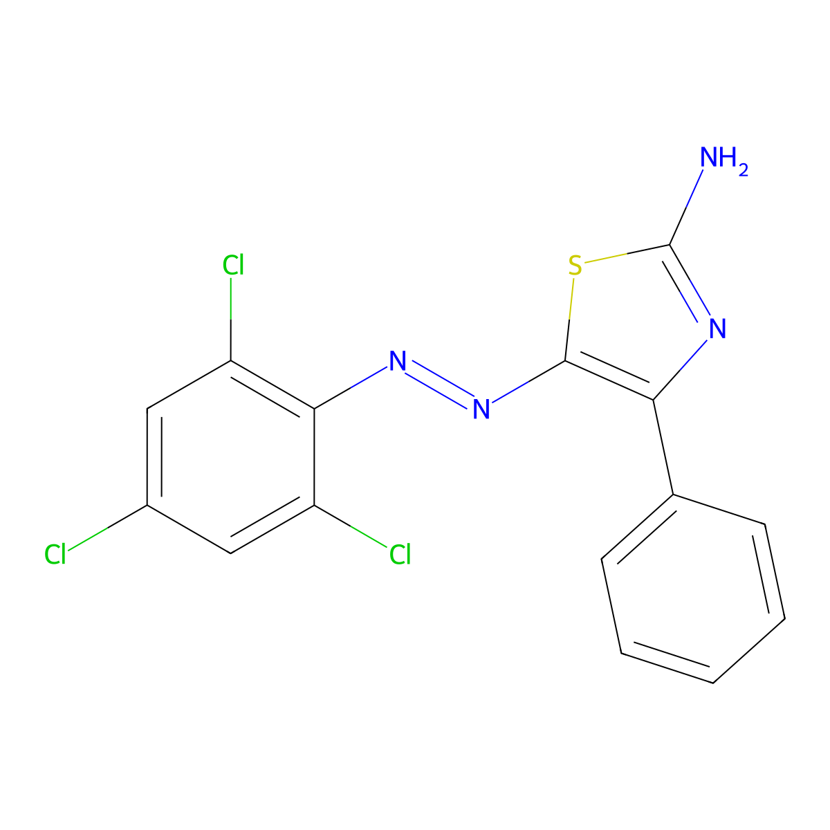 4-Phenyl-5-(2,4,6-trichloro-phenylazo)-thiazol-2-ylamine molecular structure, CAS 326910-52-5