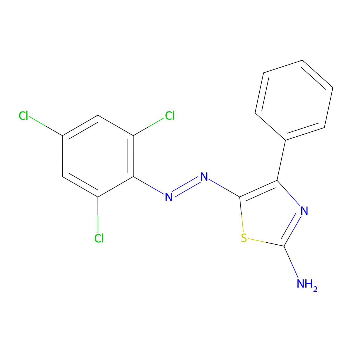 4-Phenyl-5-(2,4,6-trichloro-phenylazo)-thiazol-2-ylamine molecular structure, CAS 326910-52-5