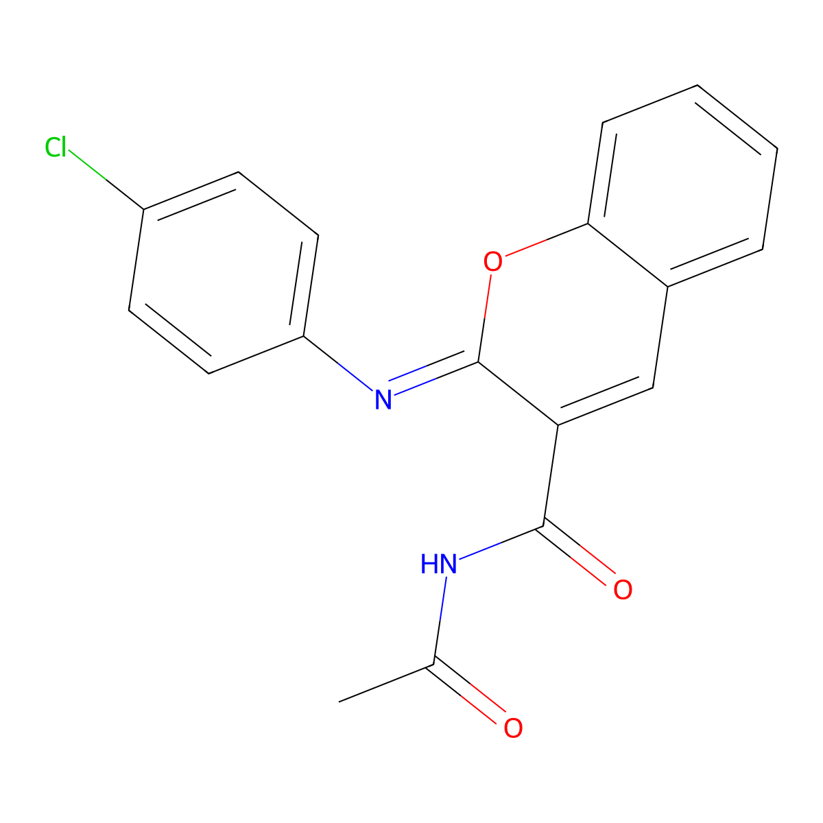 (2Z)-N-acetyl-2-[(4-chlorophenyl)imino]-2H-chromene-3-carboxamide molecular structure, CAS 326913-57-9