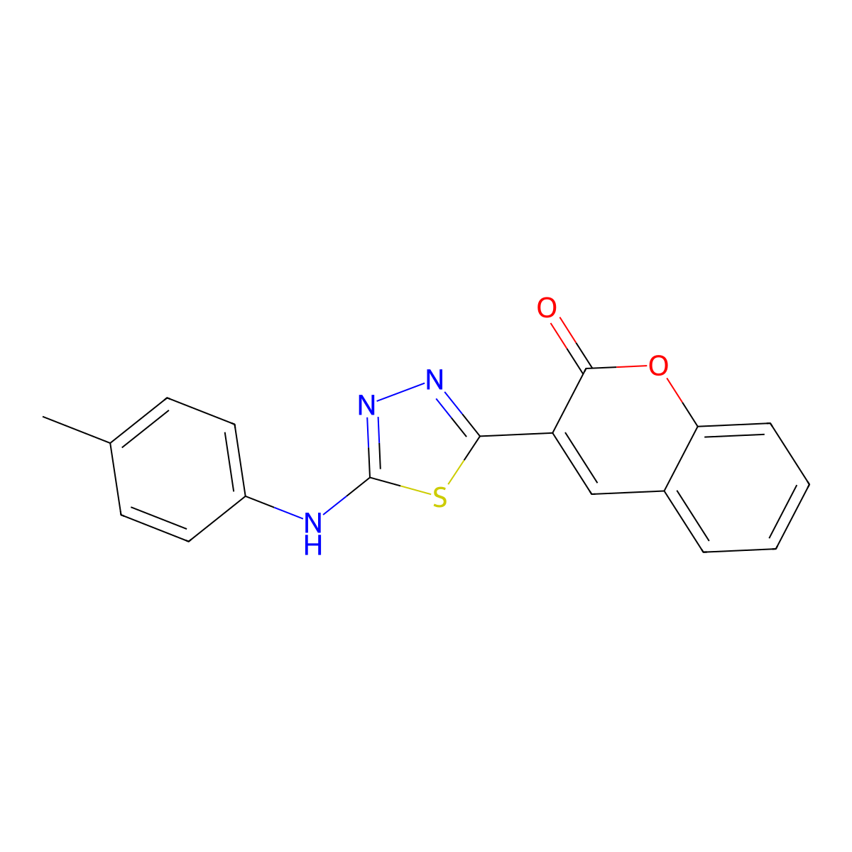 3-[5-(4-Methylanilino)-1,3,4-thiadiazol-2-yl]chromen-2-one molecular structure, CAS 326913-58-0