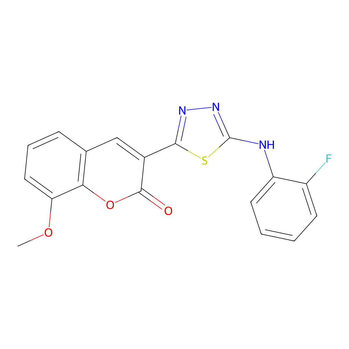 3-[5-(2-Fluoroanilino)-1,3,4-thiadiazol-2-yl]-8-methoxychromen-2-one molecular structure, CAS 326913-81-9