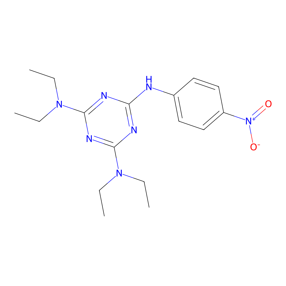 1,3,5-Triazine-2,4,6-triamine, N,N,N',N'-tetraethyl-N''-(4-nitrophenyl)- molecular structure, CAS 326914-05-0