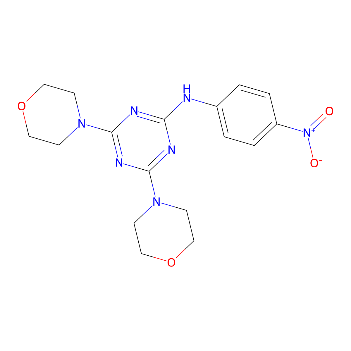 4,6-dimorpholino-N-(4-nitrophenyl)-1,3,5-triazin-2-amine molecular structure, CAS 326914-06-1