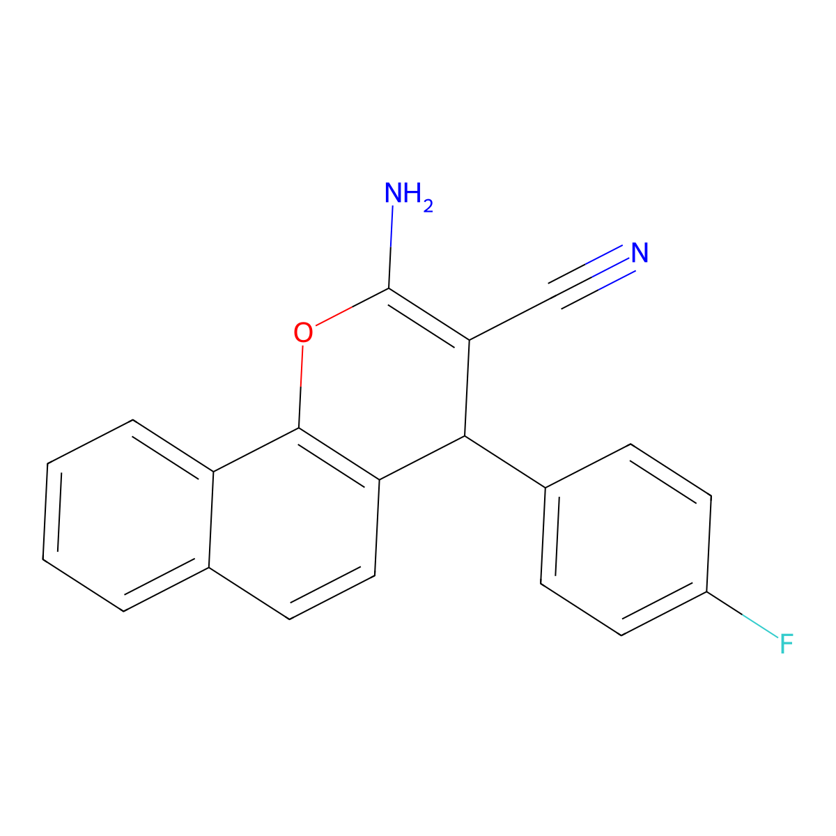2-amino-4-(4-fluorophenyl)-4H-benzo[h]chromene-3-carbonitrile molecular structure, CAS 326915-26-8