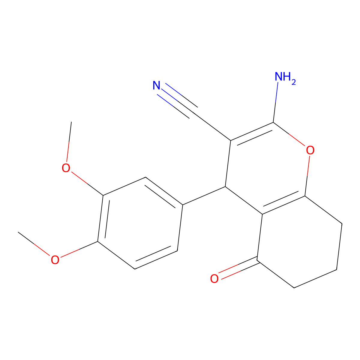 2-amino-4-(3,4-dimethoxyphenyl)-5-oxo-5,6,7,8-tetrahydro-4H-chromene-3-carbonitrile molecular structure, CAS 326915-37-1