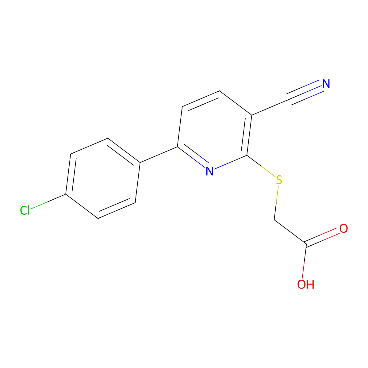 2-((6-(4-Chlorophenyl)-3-cyanopyridin-2-yl)thio)acetic acid molecular structure, CAS 326915-38-2