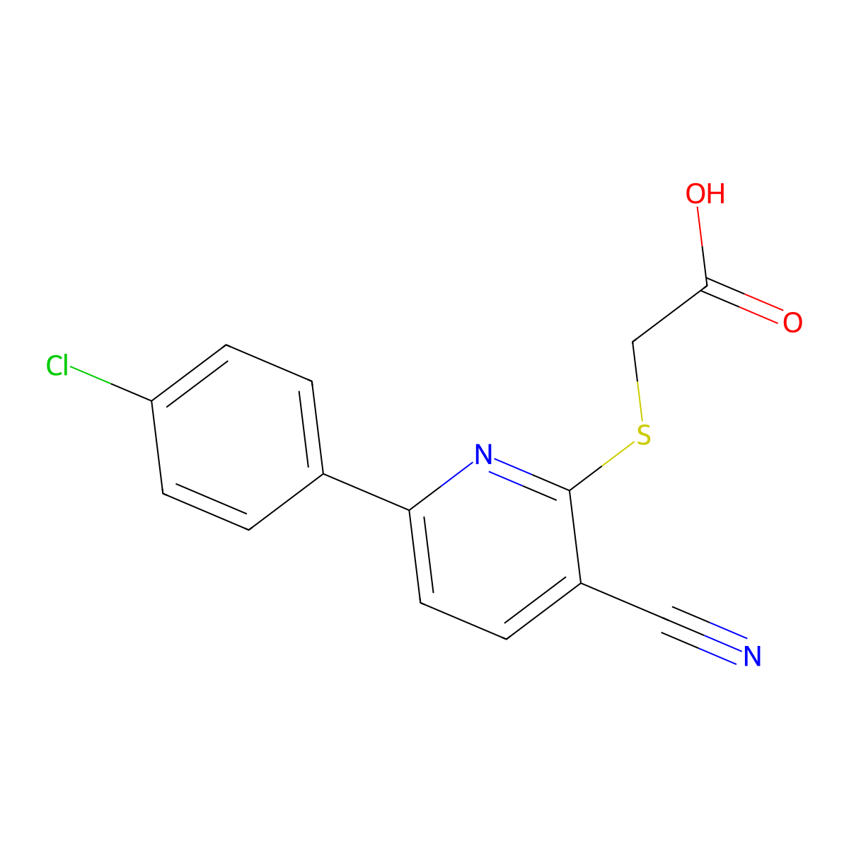 2-((6-(4-Chlorophenyl)-3-cyanopyridin-2-yl)thio)acetic acid molecular structure, CAS 326915-38-2