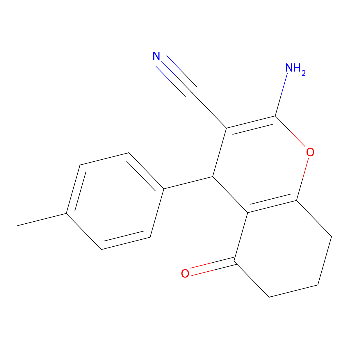2-Amino-4-(4-methylphenyl)-5-oxo-5,6,7,8-tetrahydro-4H-chromene-3-carbonitrile molecular structure, CAS 326915-49-5