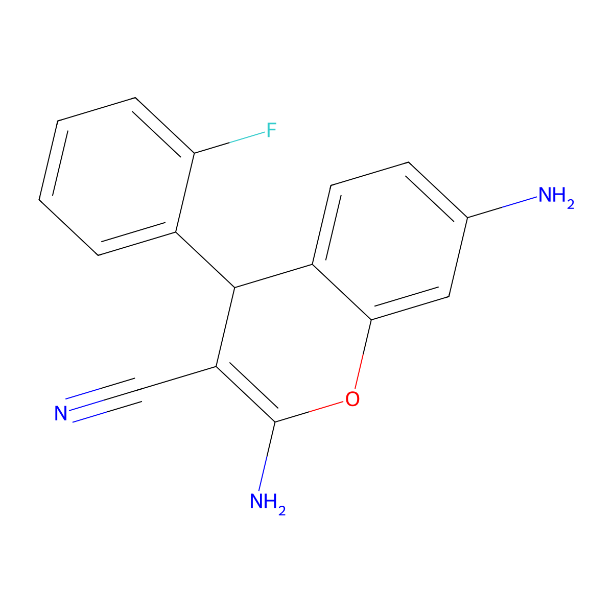 2,7-diamino-4-(2-fluorophenyl)-4H-chromene-3-carbonitrile molecular structure, CAS 326915-60-0
