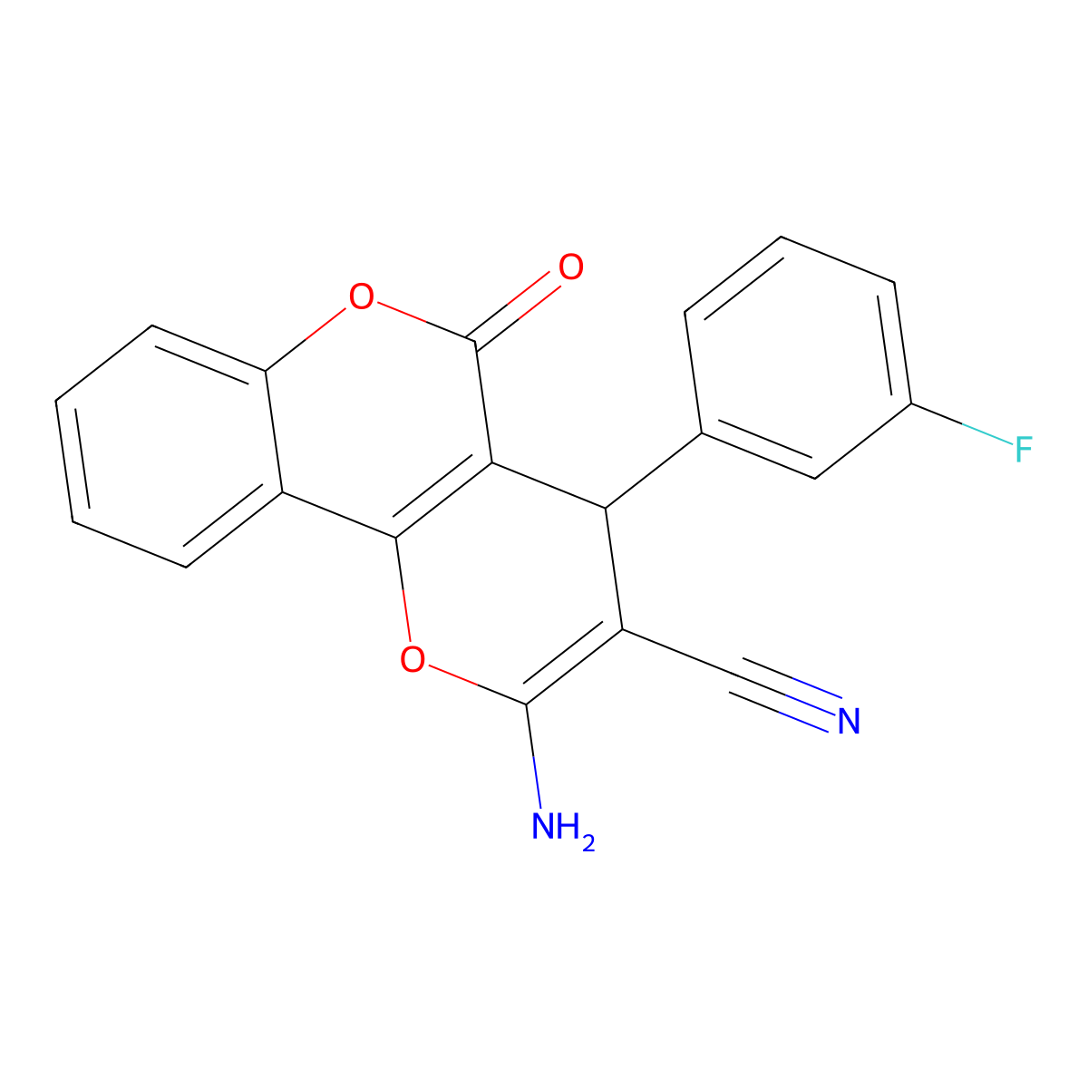 2-amino-4-(3-fluorophenyl)-5-oxo-4H-pyrano[3,2-c]chromene-3-carbonitrile molecular structure, CAS 326915-65-5
