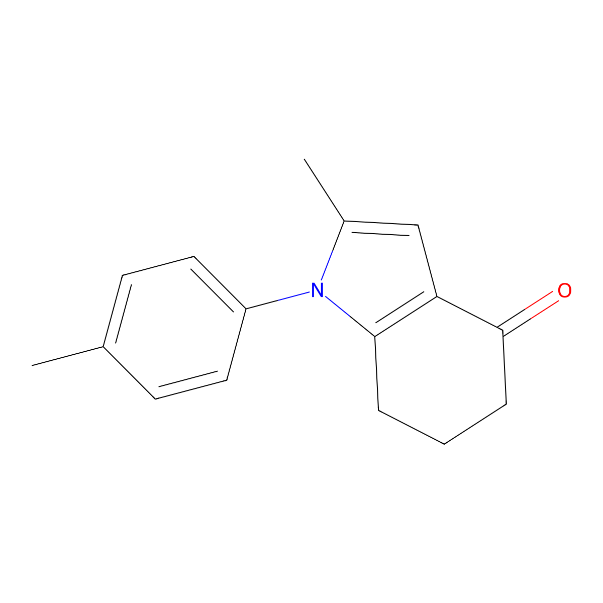 2-Methyl-1-p-tolyl-1,5,6,7-tetrahydro-indol-4-one molecular structure, CAS 326916-10-3