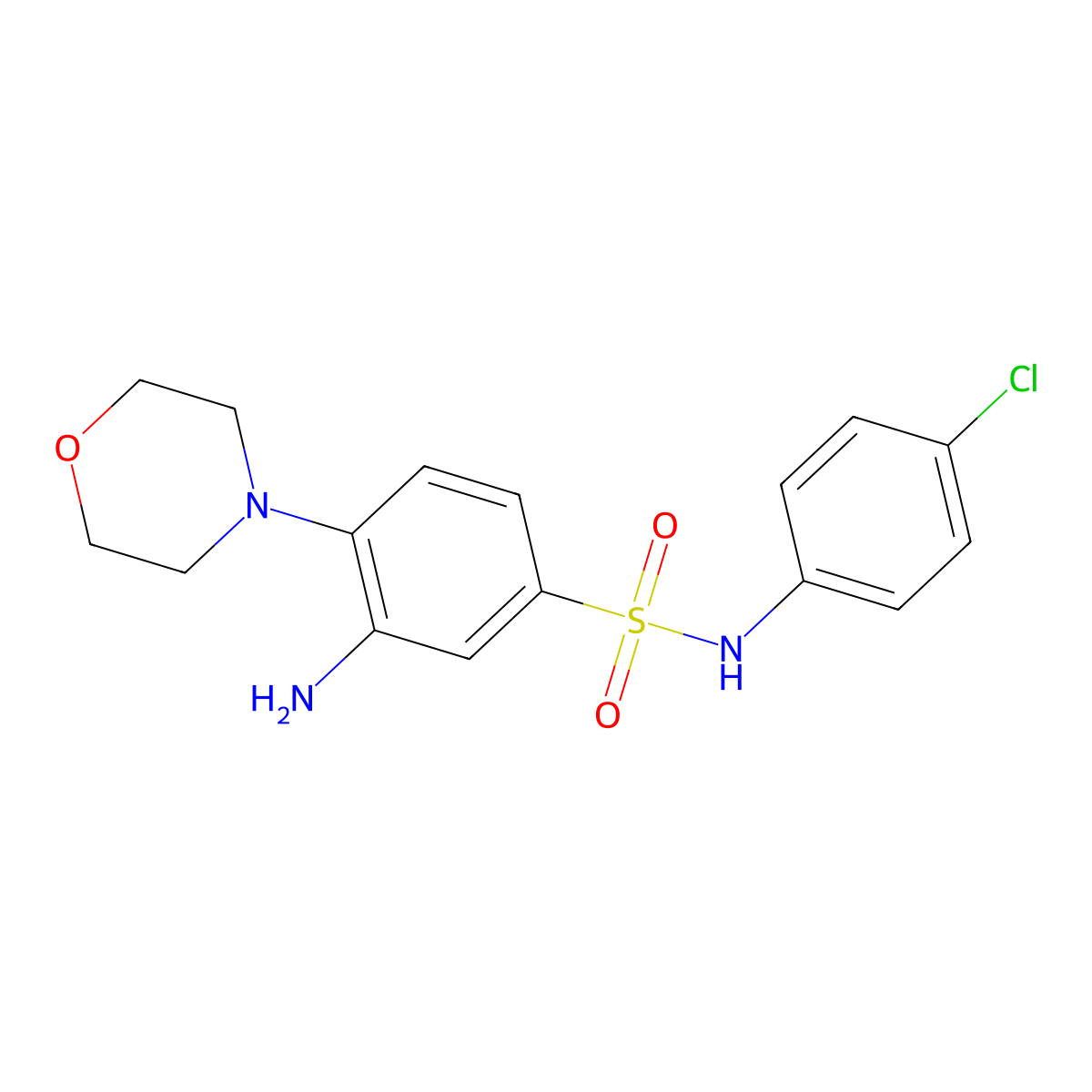 3-amino-N-(4-chlorophenyl)-4-(morpholin-4-yl)benzene-1-sulfonamide molecular structure, CAS 326916-21-6