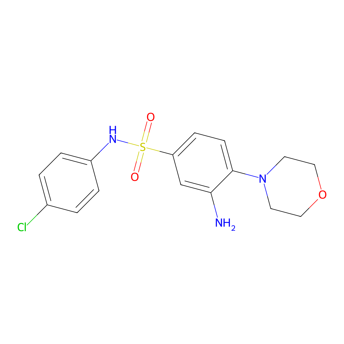 3-amino-N-(4-chlorophenyl)-4-(morpholin-4-yl)benzene-1-sulfonamide molecular structure, CAS 326916-21-6