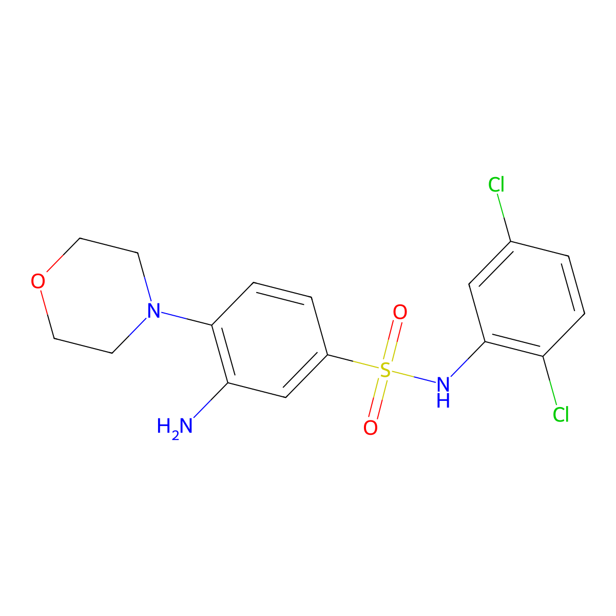 3-amino-N-(2,5-dichlorophenyl)-4-(morpholin-4-yl)benzene-1-sulfonamide molecular structure, CAS 326916-22-7