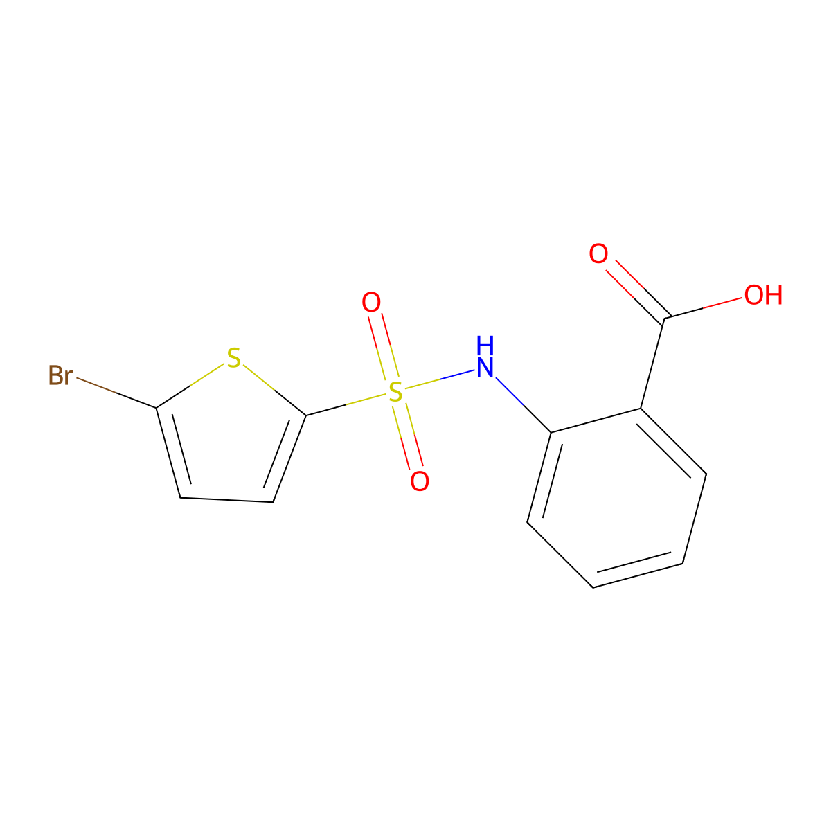 2-(5-Bromothiophene-2-sulfonamido)benzoic acid molecular structure, CAS 326916-72-7