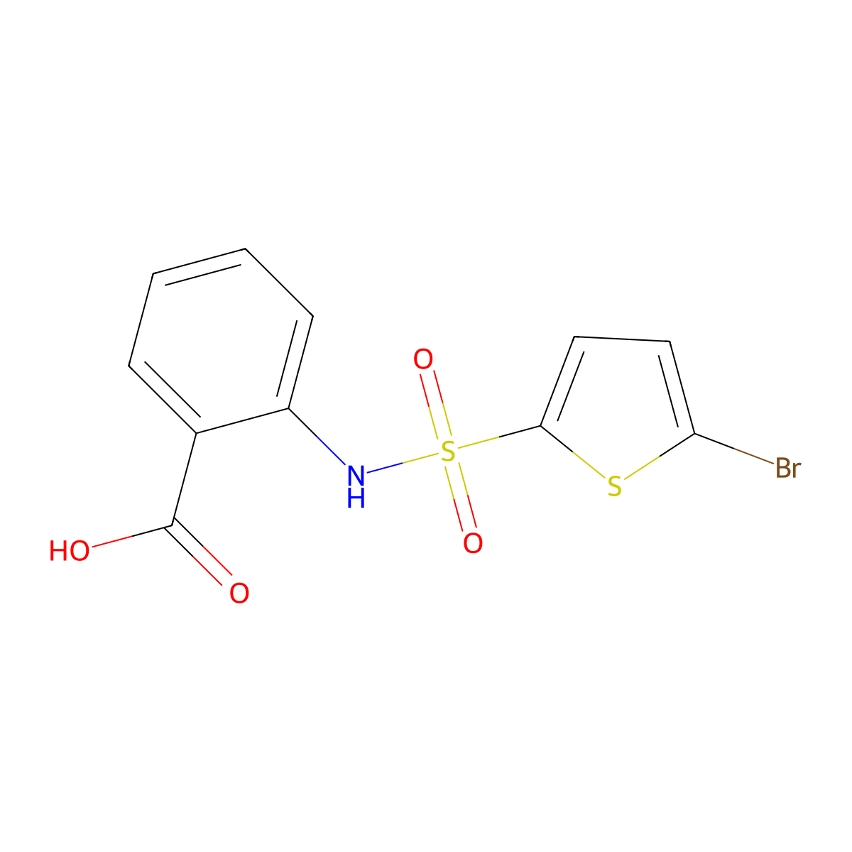 2-(5-Bromothiophene-2-sulfonamido)benzoic acid molecular structure, CAS 326916-72-7