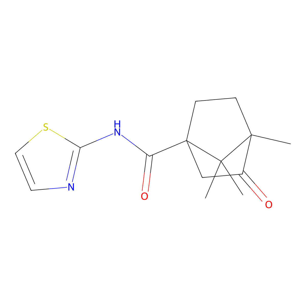 4,7,7-trimethyl-3-oxo-N-(1,3-thiazol-2-yl)bicyclo[2.2.1]heptane-1-carboxamide molecular structure, CAS 326916-82-9