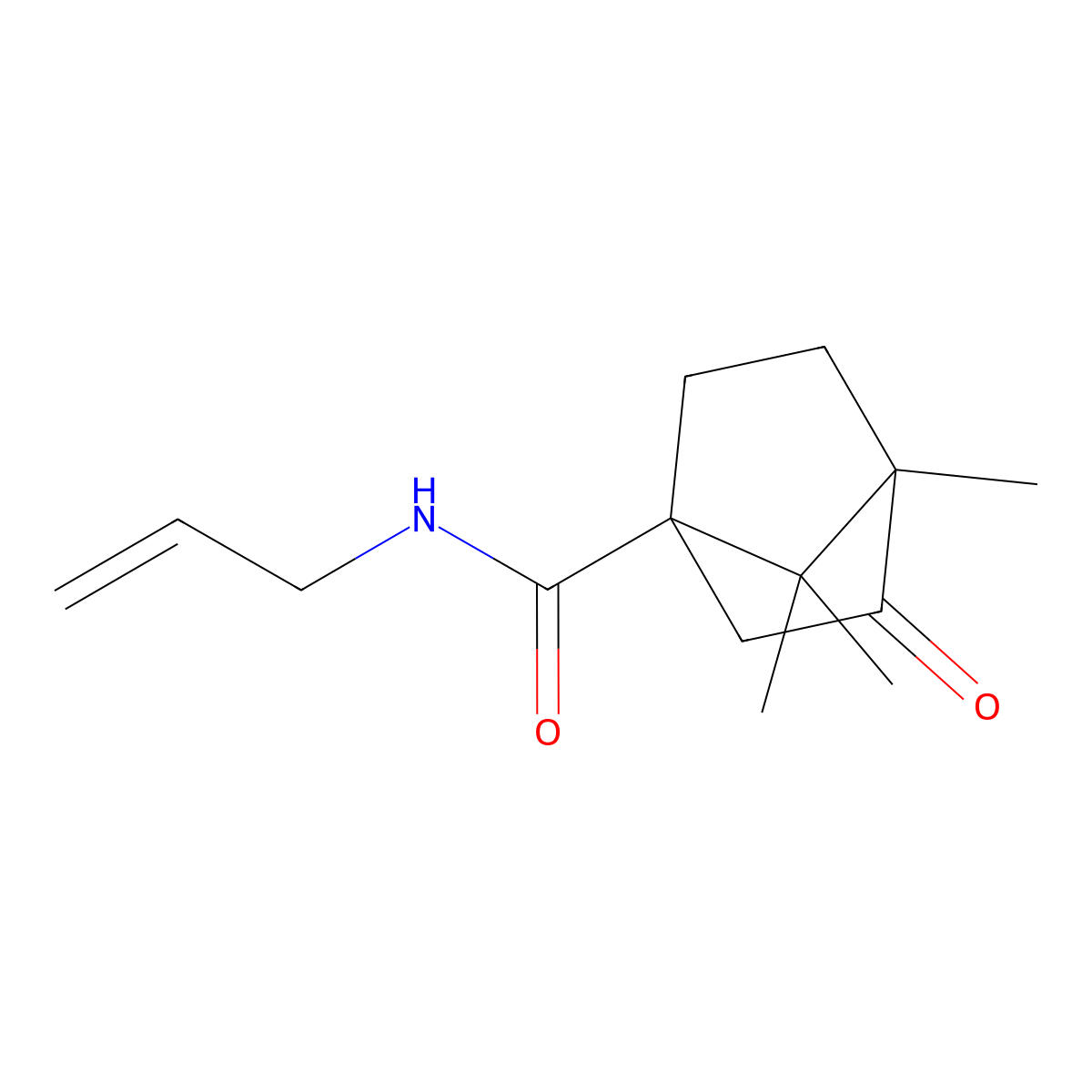 4,7,7-trimethyl-3-oxo-N-(prop-2-en-1-yl)bicyclo[2.2.1]heptane-1-carboxamide molecular structure, CAS 326916-84-1