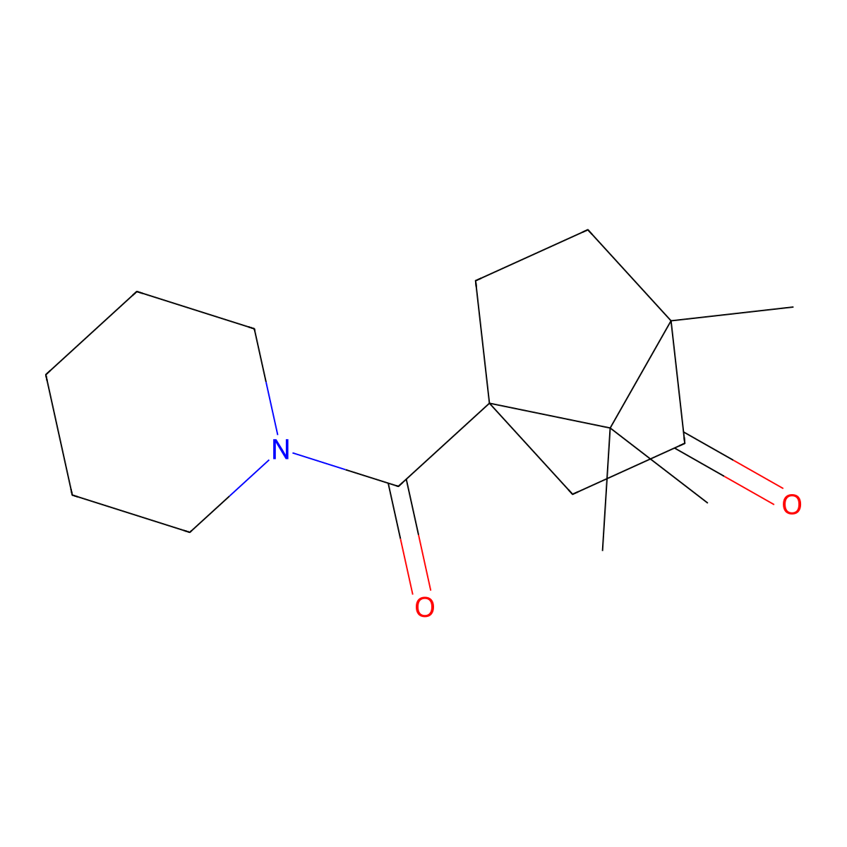 1,7,7-Trimethyl-4-(piperidine-1-carbonyl)bicyclo[2.2.1]heptan-2-one molecular structure, CAS 326916-86-3