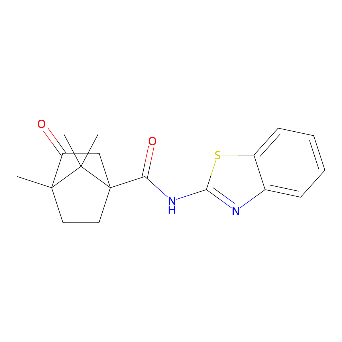 N-(1,3-benzothiazol-2-yl)-4,7,7-trimethyl-3-oxobicyclo[2.2.1]heptane-1-carboxamide molecular structure, CAS 326916-87-4