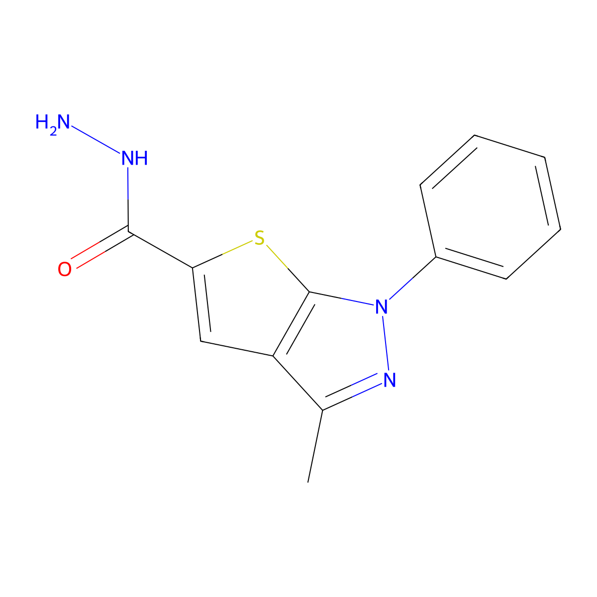 3-methyl-1-phenyl-1H-thieno[2,3-c]pyrazole-5-carbohydrazide molecular structure, CAS 326916-95-4