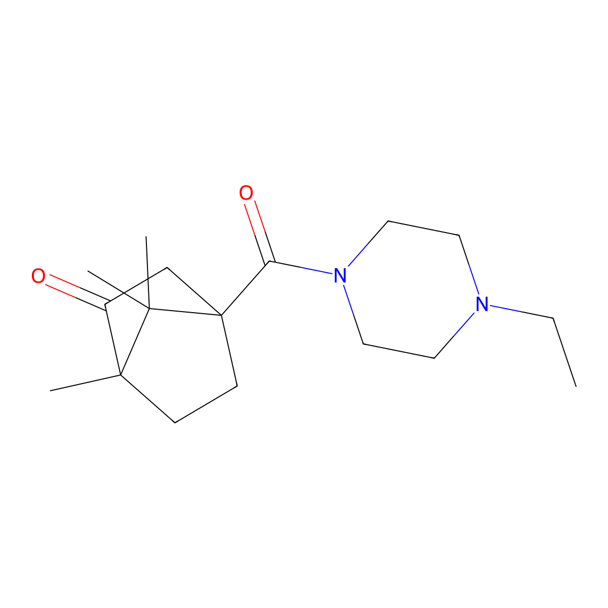 4-(4-Ethylpiperazine-1-carbonyl)-1,7,7-trimethylbicyclo[2.2.1]heptan-2-one molecular structure, CAS 326916-97-6