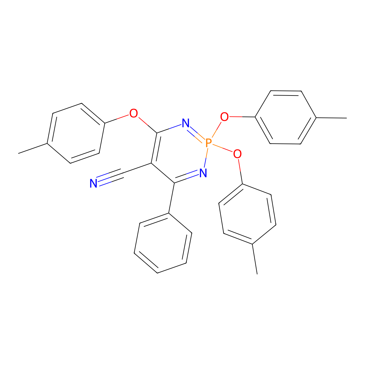 2,2,4-Tris(4-methylphenoxy)-6-phenyl-1,3,2lambda~5~-diazaphosphinine-5-carbonitrile molecular structure, CAS 326918-47-2